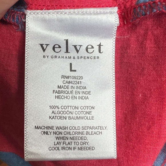 Velvet by Graham & Spencer Red and blue Floral Tank Top Size Large cotton - Picture 7 of 7